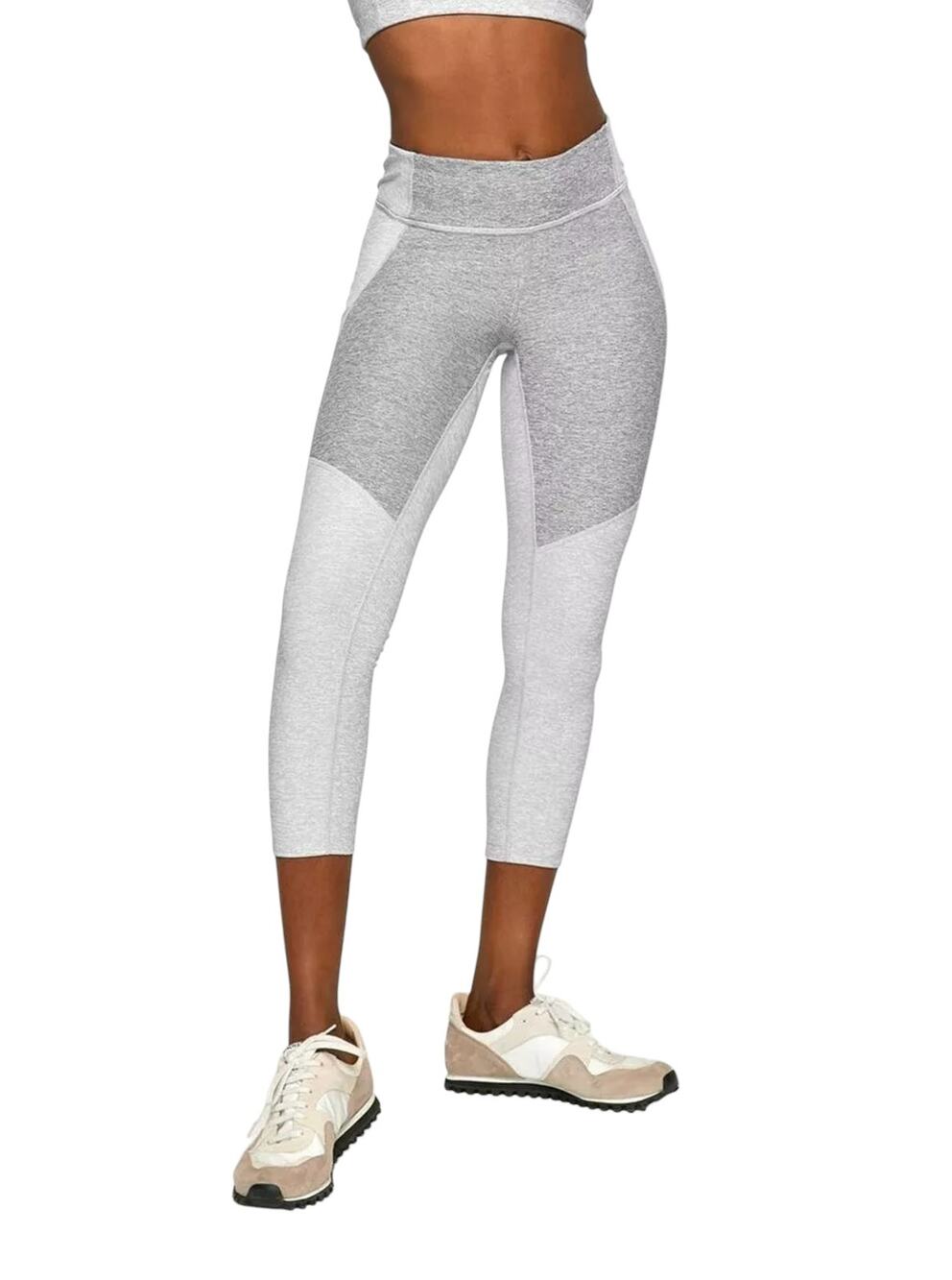 Outdoor Voices Dove Ash Gray 3/4 Two Tone Cropped Warmup Leggings